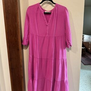 LOFT Fuchsia Textured Dress